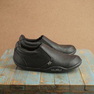 Kuru Womens Kivi Slip On Shoes Sneakers Arch Support Black Leather Size 6.5M